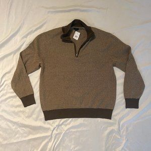 J.Crew Cotton Half-zip Sweater (Herringbone) - M